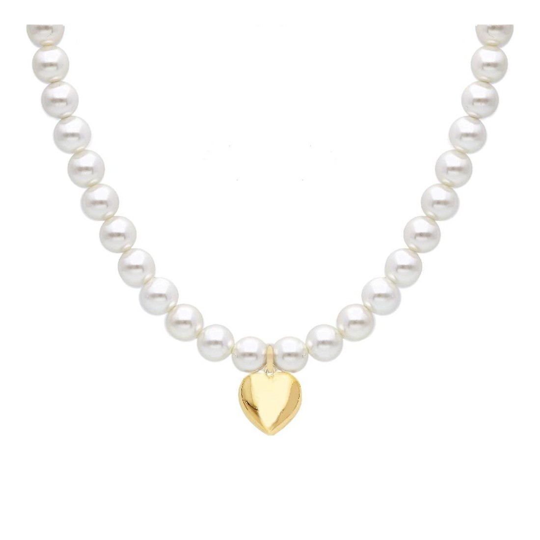 Girocollo in argento dorato 925/ooo perle shell con cuore