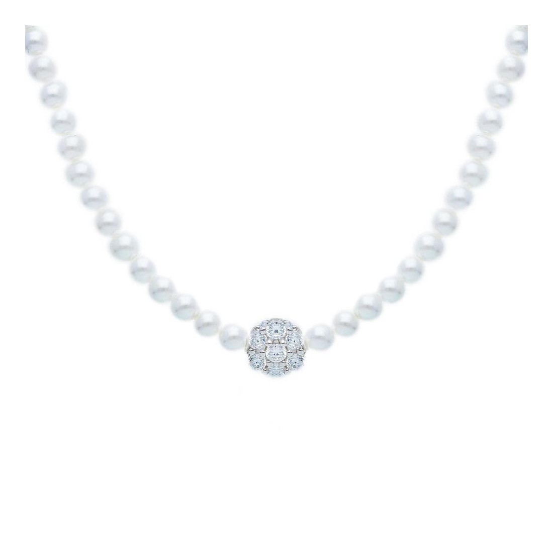 Girocollo in argento 925/ooo perle shell e zirconia cubica con fiore