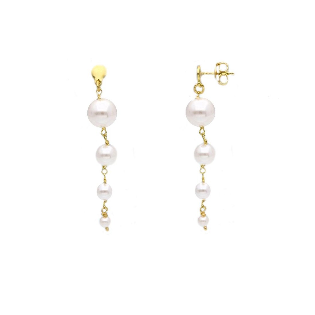 Orecchini pendenti in argento dorato 925/ooo e perla