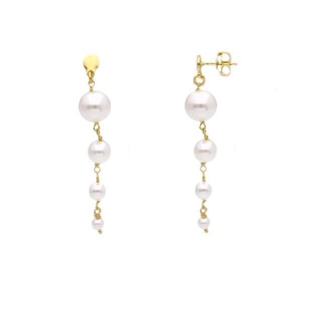 Orecchini pendenti in argento dorato 925/ooo e perla