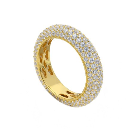 Anello eternity in argento dorato 925/°°° e zirconia cubica