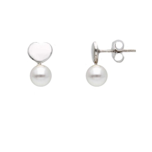 Orecchini pendenti in argento 925/ooo e perla con cuore