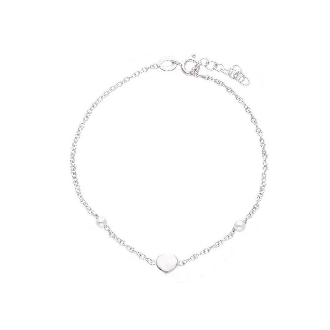 Bracciale in argento 925/ooo e perla con cuore