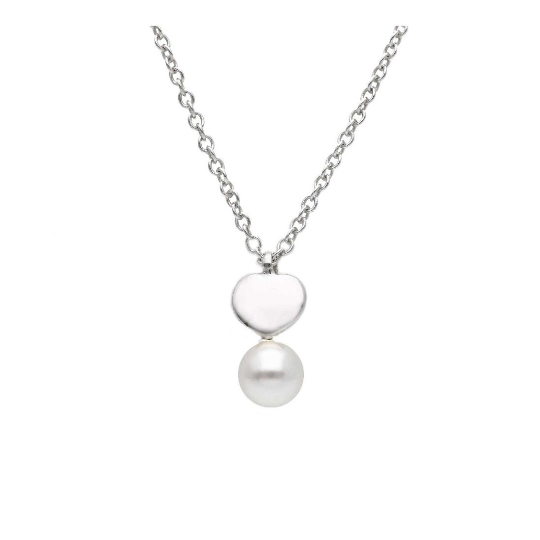 Girocollo in argento 925/ooo e perla con cuore