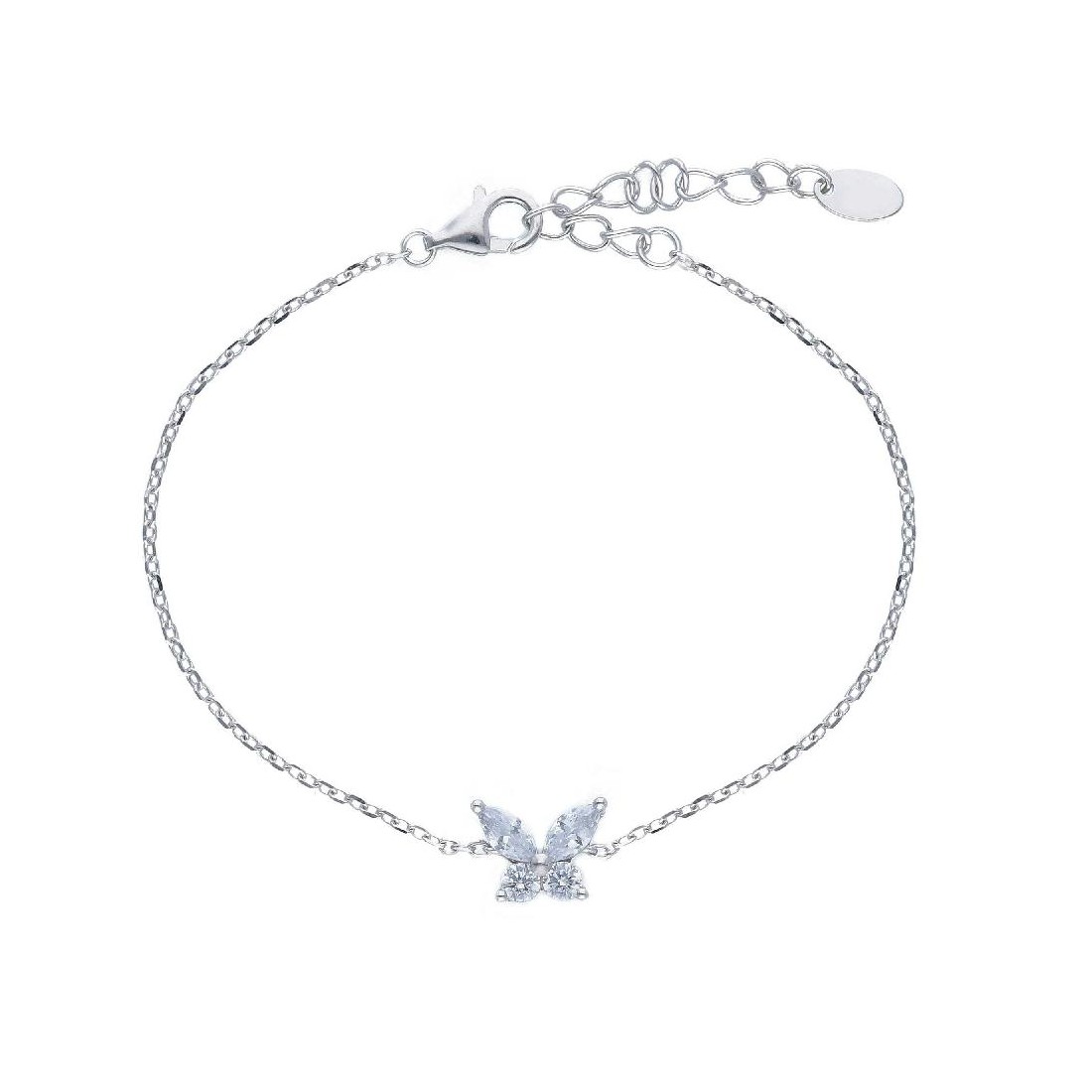 Bracciale in argento 925/ooo e zirconia cubica con farfalla