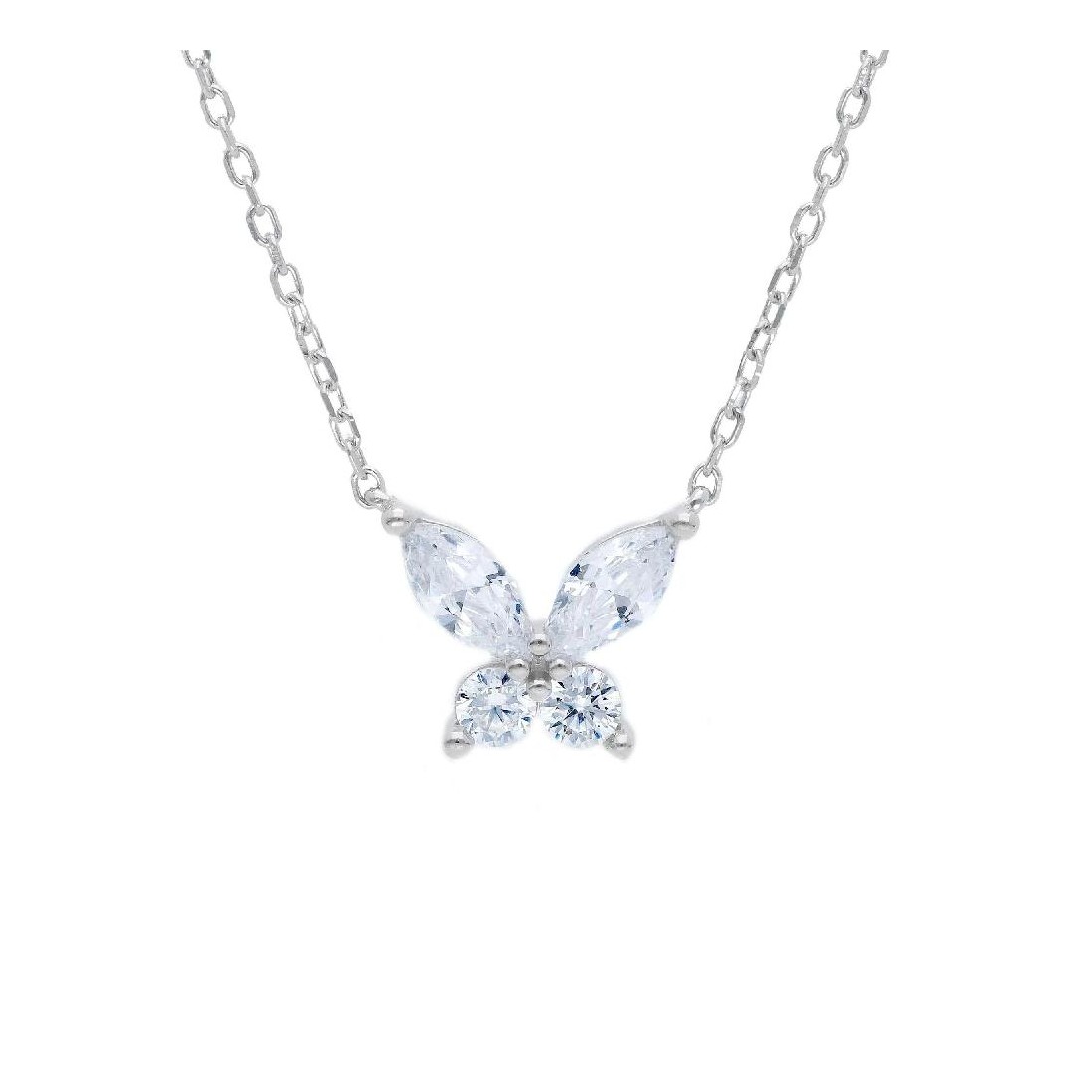 Girocollo in argento 925/ooo e zirconia cubica con farfalla
