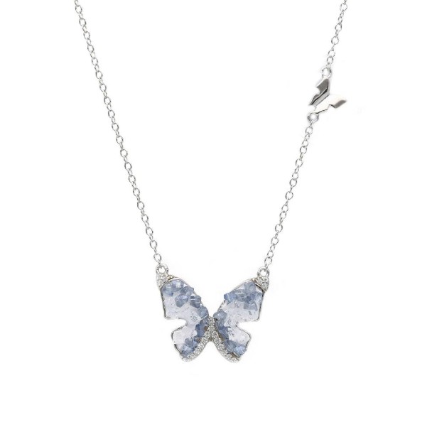 Girocollo in argento 925/ooo cristalli artificialie zirconia cubica con farfalla
