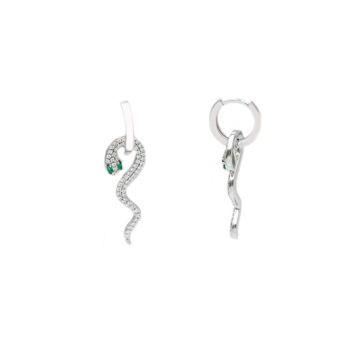 Orecchini pendenti in argento 925/ooo e zirconia cubica con serpente