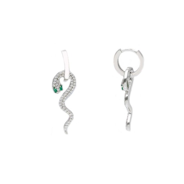 Orecchini pendenti in argento 925/ooo e zirconia cubica con serpente
