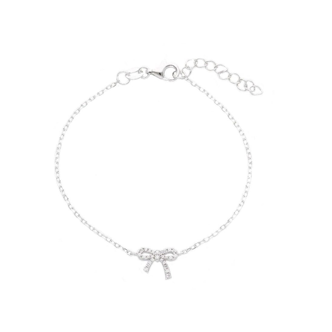 Bracciale in argento 925/ooo e zirconia cubica con fiocco