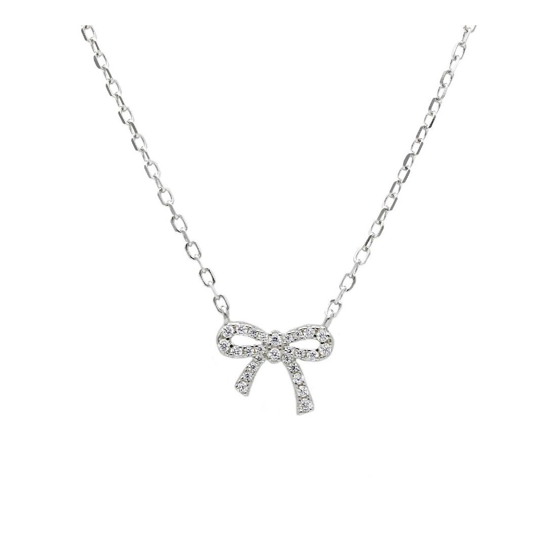 Girocollo in argento 925/ooo e zirconia cubica con fiocco