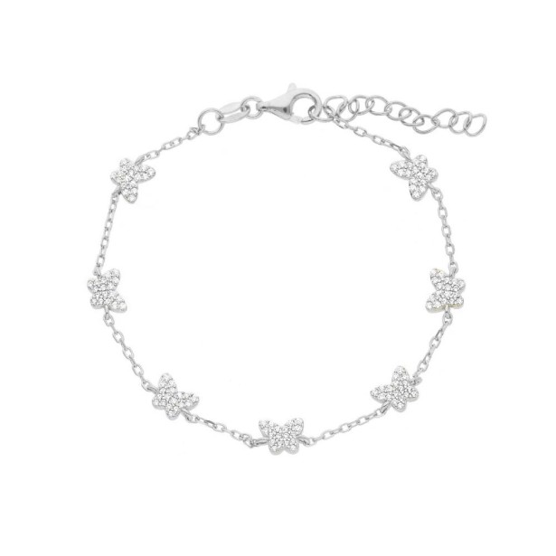 Bracciale in argento 925/ooo e zirconia cubica con farfalle