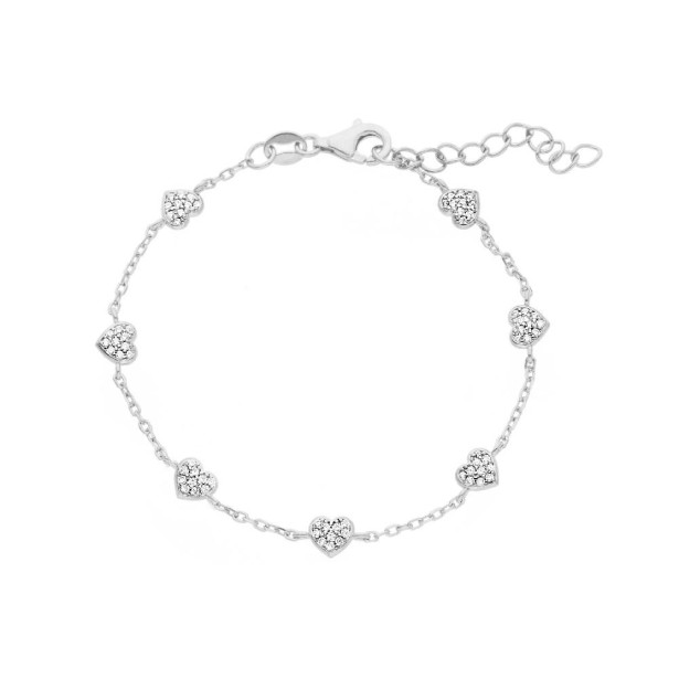 Bracciale in argento 925/ooo e zirconia cubica con cuori