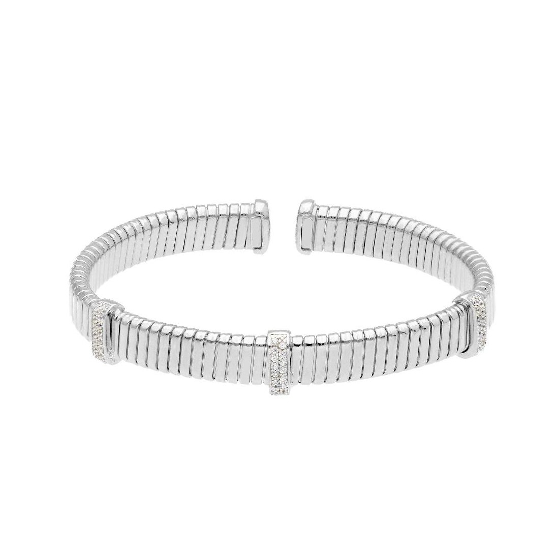 Bracciale in argento 925/ooo acciaio e zirconia cubica