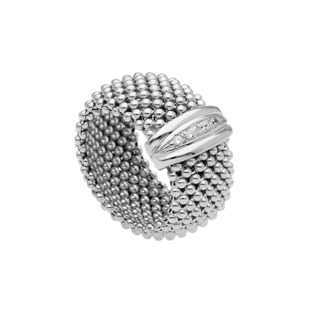 Anello in argento 925/ooo acciaio e zirconia cubica