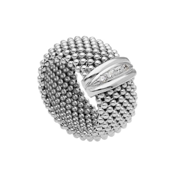 Anello in argento 925/ooo acciaio e zirconia cubica