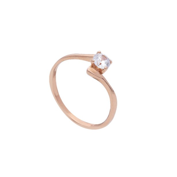 Anello solitario in oro rosa 750/ooo e zirconia cubica