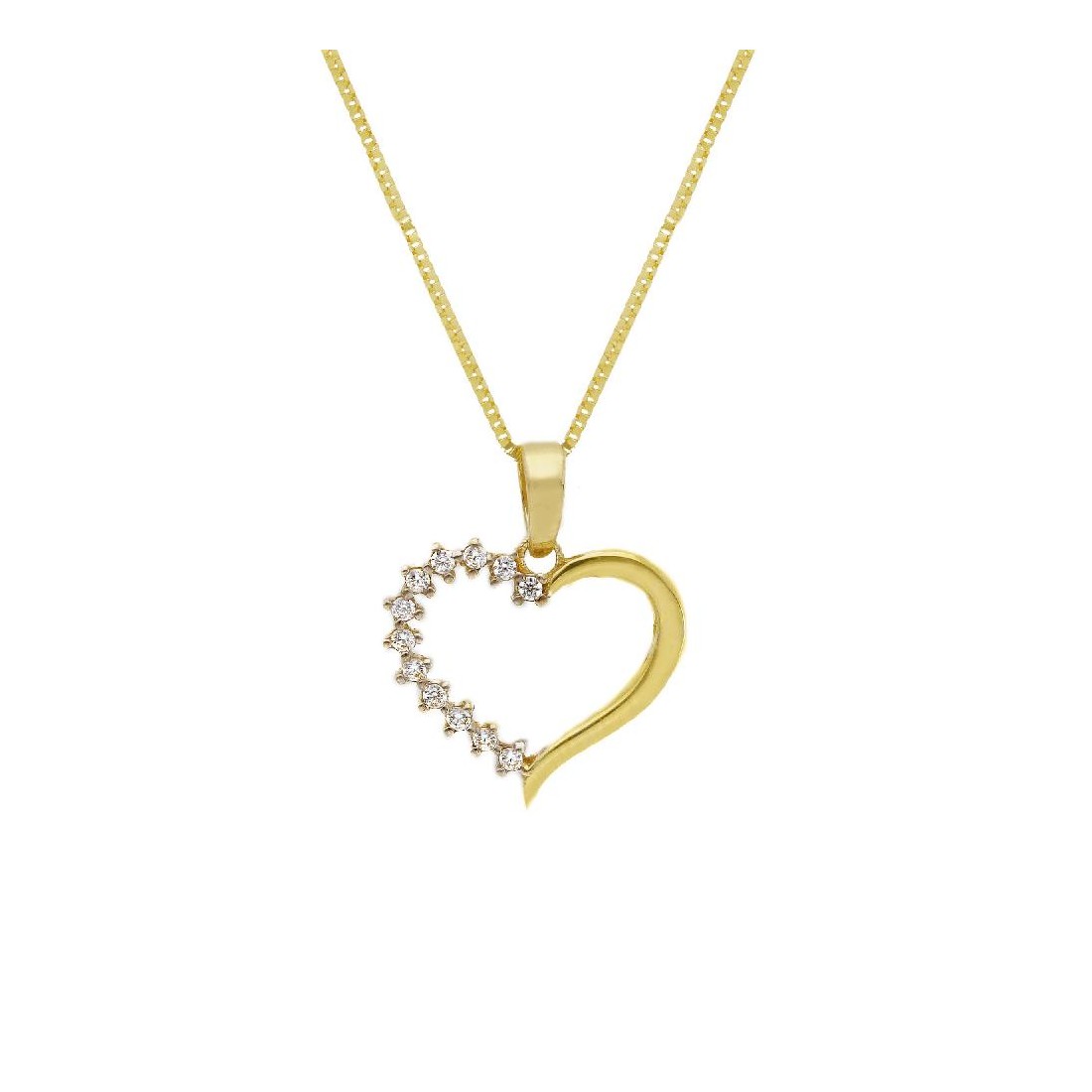 Girocollo in oro giallo 375/°°° e zirconia cubica con cuore