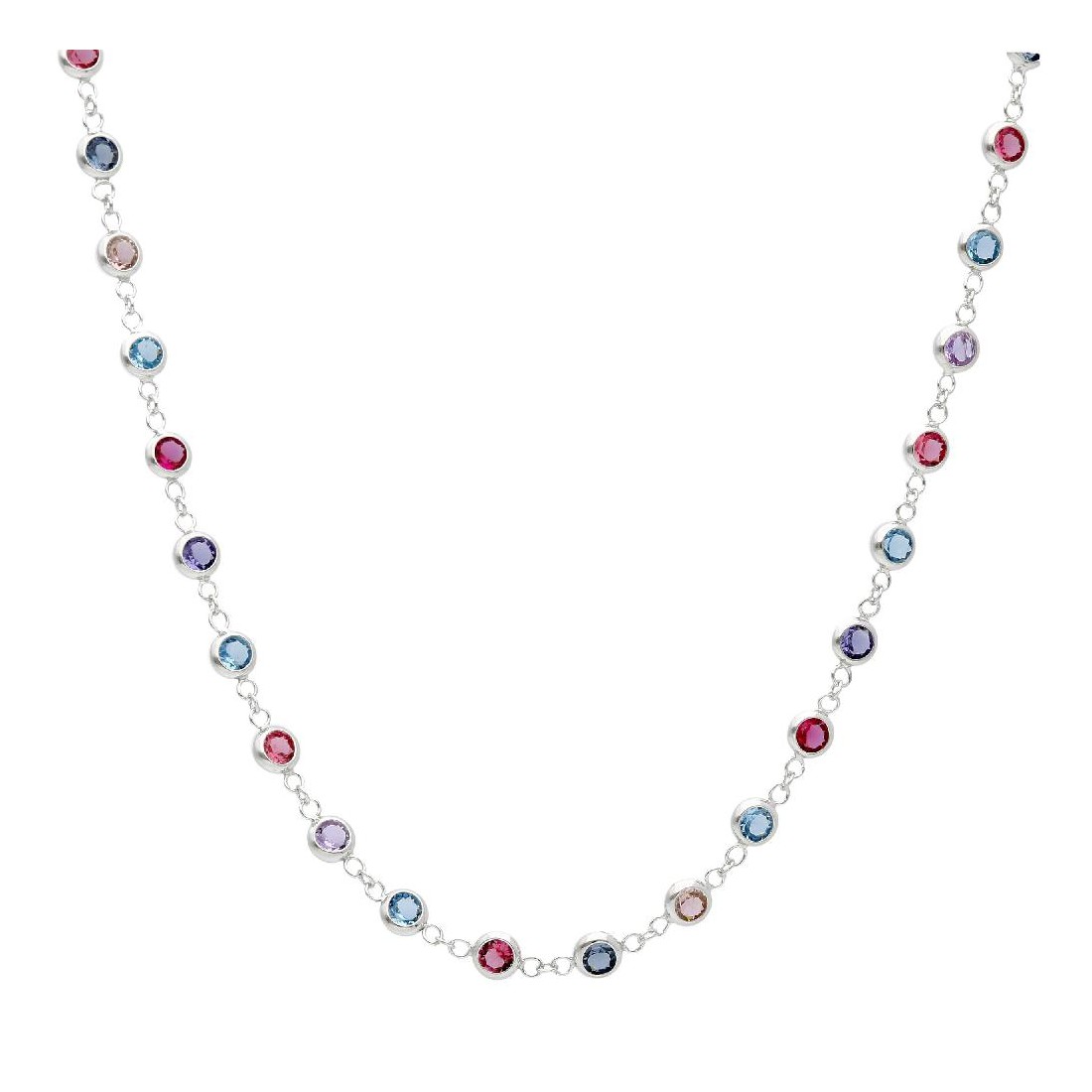 Girocollo in argento 925/ooo e cristallo artificiale multicolor