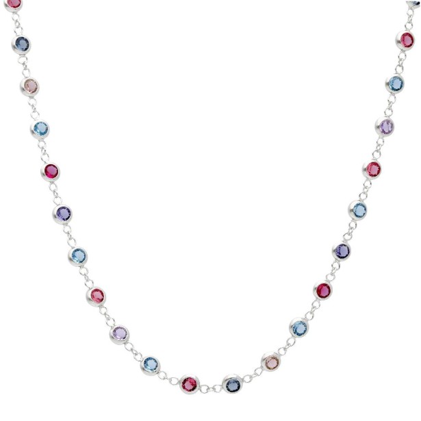 Girocollo in argento 925/ooo e cristallo artificiale multicolor