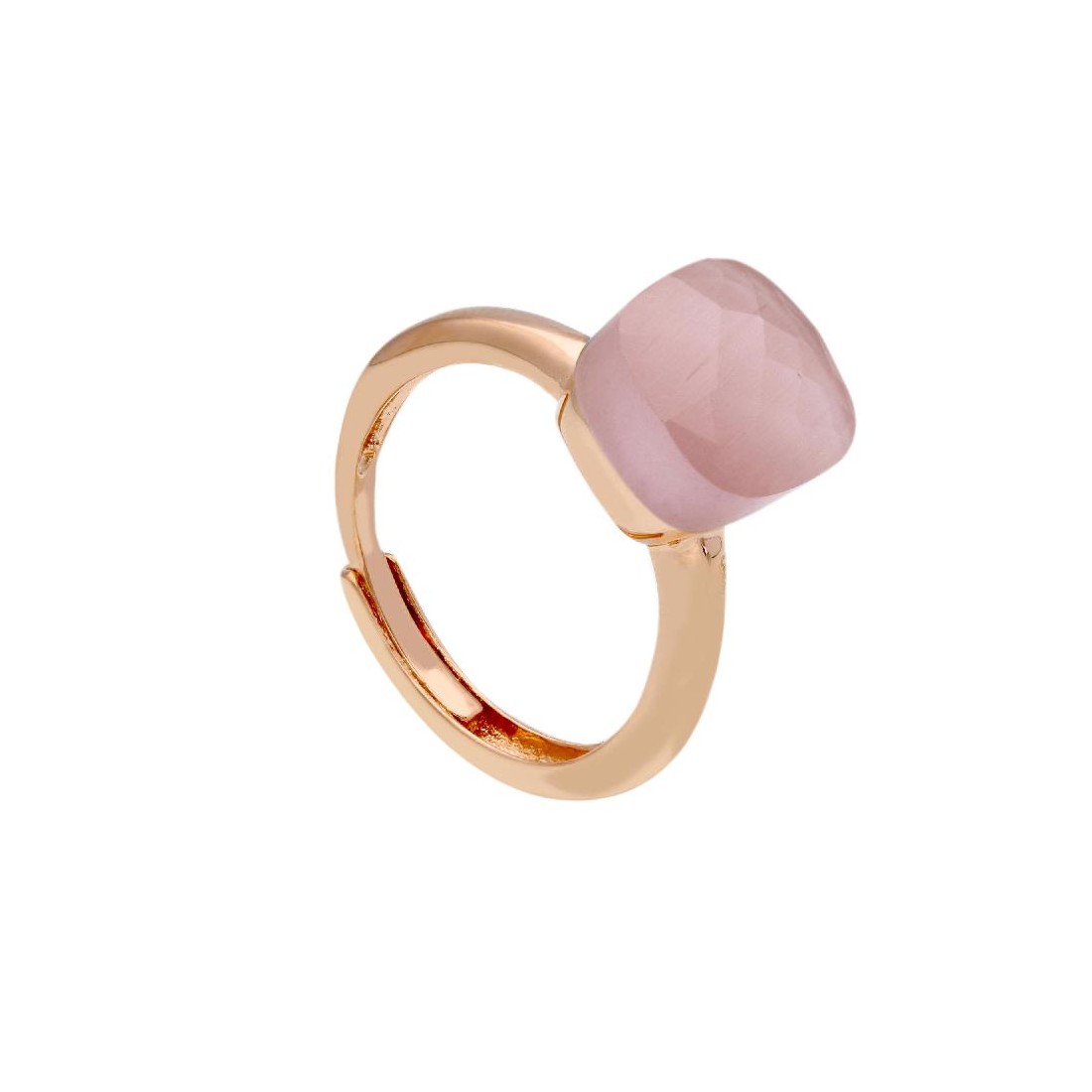 Anello in argento ros� 925/ooo e cristallo artificiale rosa