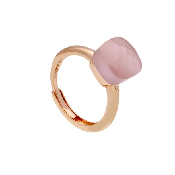 Anello in argento ros� 925/ooo e cristallo artificiale rosa