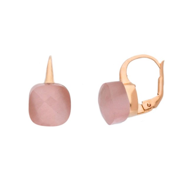 Orecchini monachella in argento ros� 925/ooo e cristallo artificiale rosa