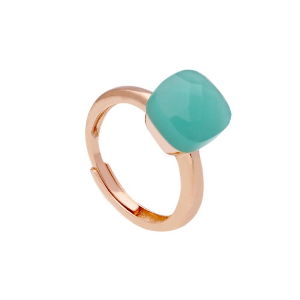 Anello in argento ros� 925/ooo e cristallo artificiale verde