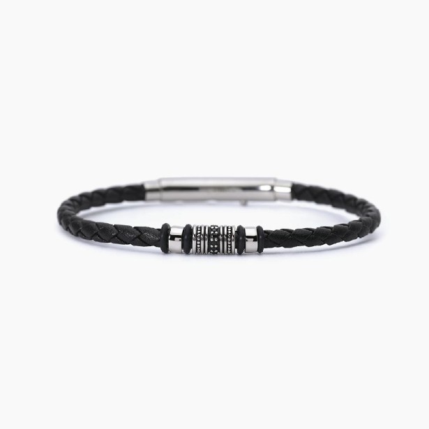 MABINA 533710 - Bracciale in argento 925/°°° lab leather acciaio e zirconi