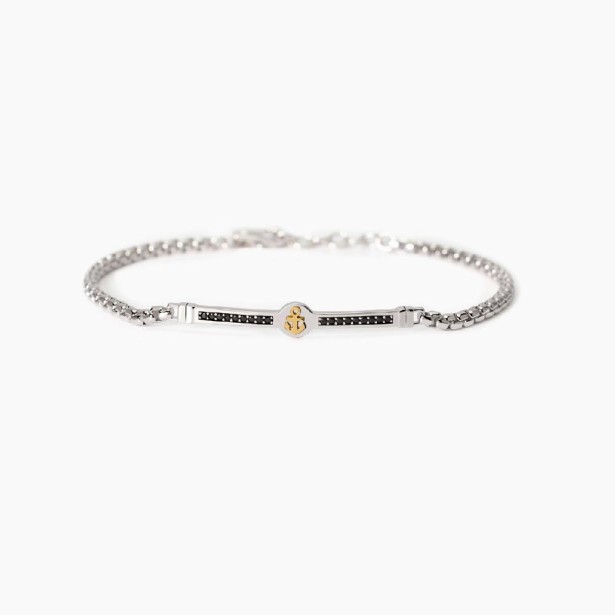 MABINA 534011 - Bracciale in argento 925/°°° elemento placcato oro 18Kt e zirconi