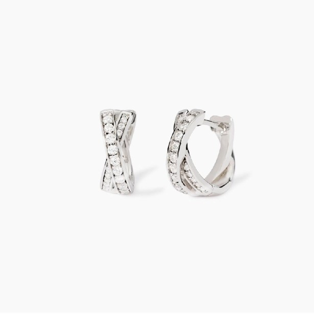 MABINA 563845 Orecchini intrecciati da donna in argento rodiato con zirconi