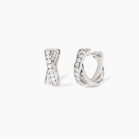 MABINA 563845 Orecchini intrecciati da donna in argento rodiato con zirconi