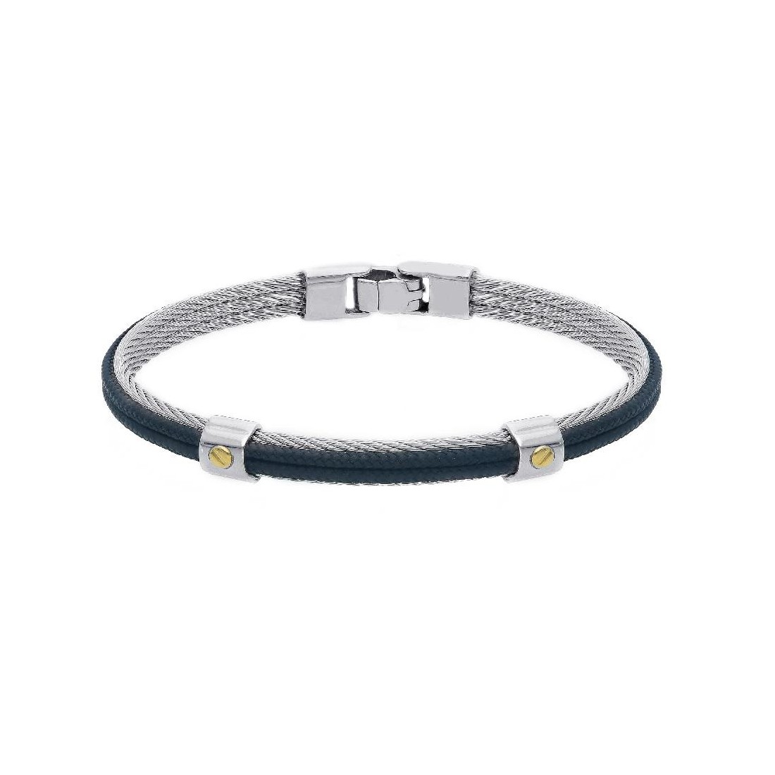 Bracciale in oro giallo 750/°°° e acciaio