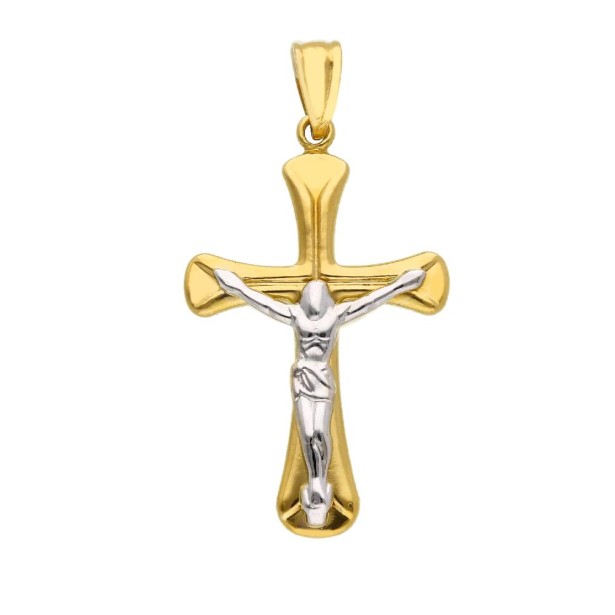 Ciondolo in oro giallo e bianco 750/ooo con croce
