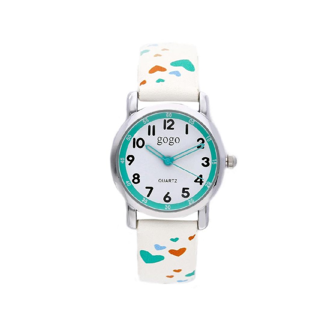 Orologio in metallo, gomma con cuori