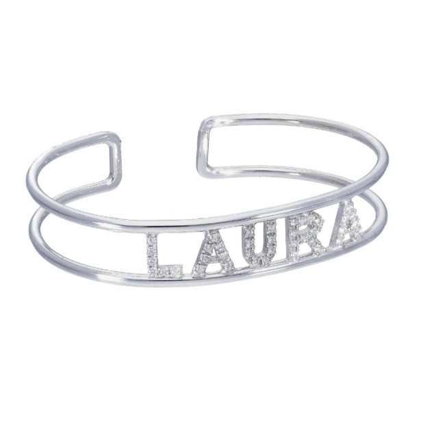Bracciale rigido in agrento 925/°°° e zirconia cubica con nome