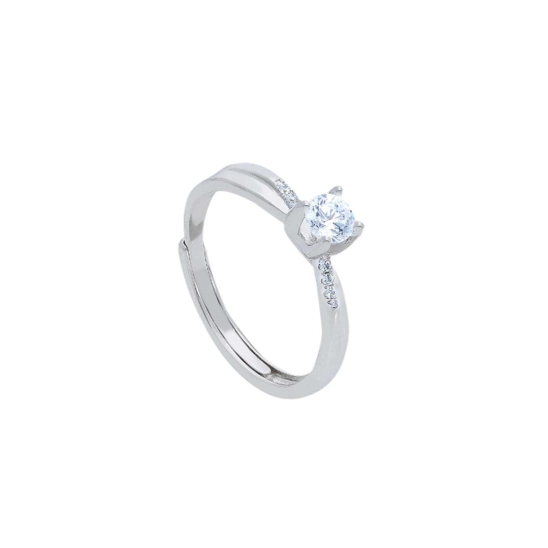 Anello solitario in argento 925/°°° e zirconia cubica