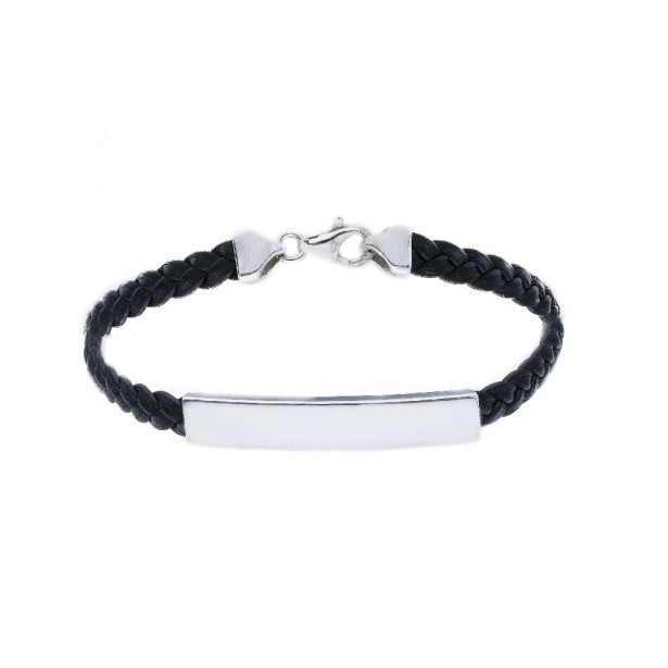 Bracciale targa in argento 925/°°° e corda