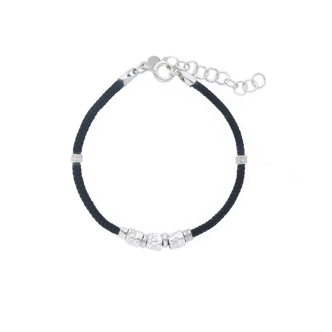 Bracciale cordino e argento 925/°°° con quadrifloglio