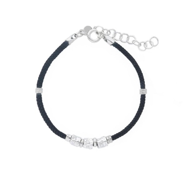 Bracciale cordino e argento 925/°°° con quadrifloglio