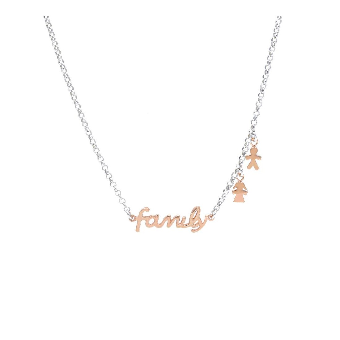 Girocollo in argento bicolore 925/°°° con charms