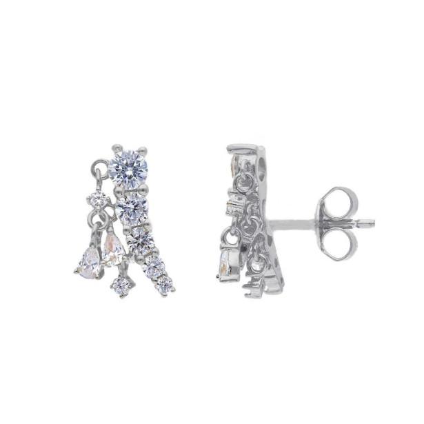 Orecchini lobo in argento 925/°°° e zirconia cubica