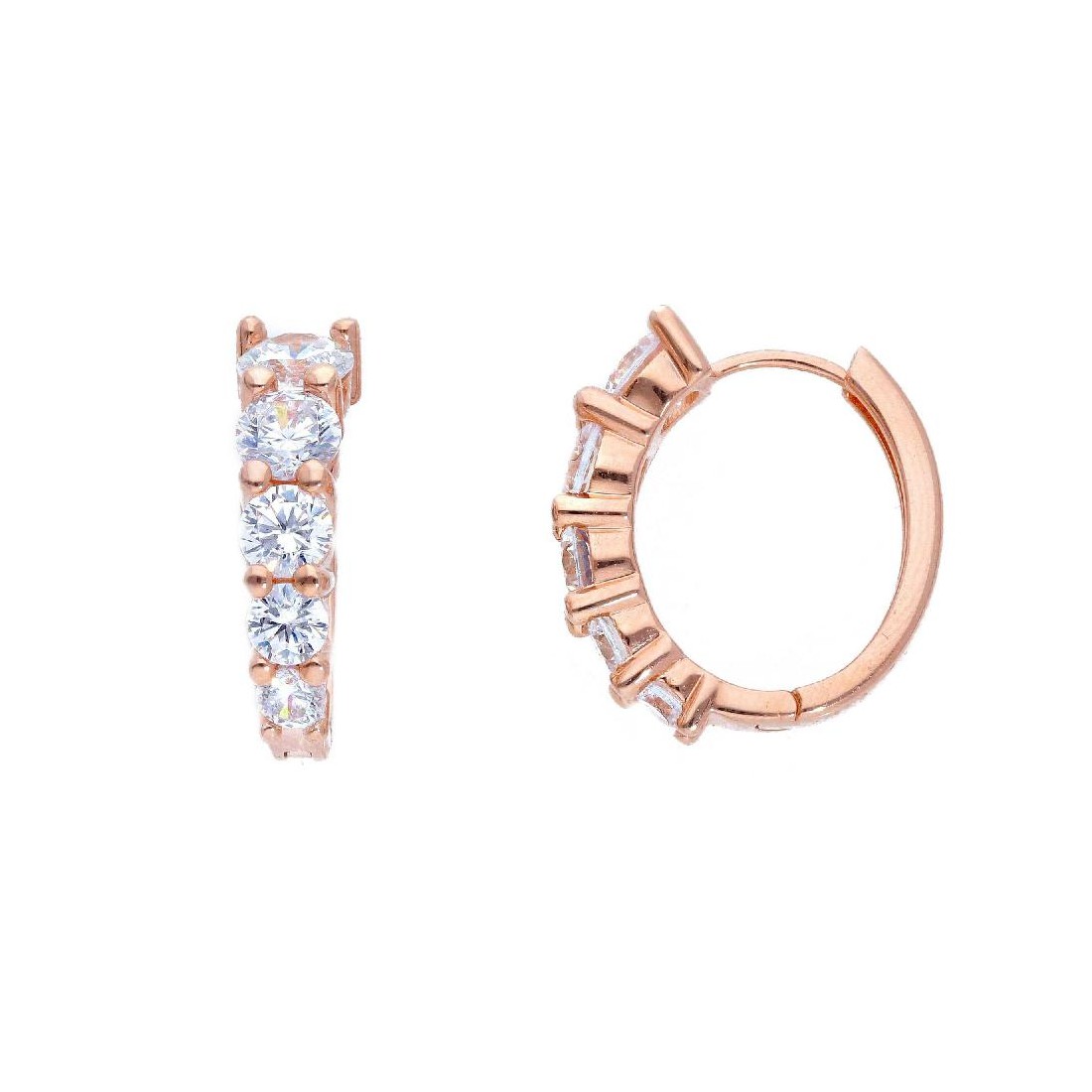Orecchiono cerchio in argento rosè 925/°°° e ziconia cubica