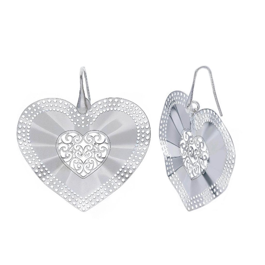 Orecchini pendenti in argento 925/°°° con cuore