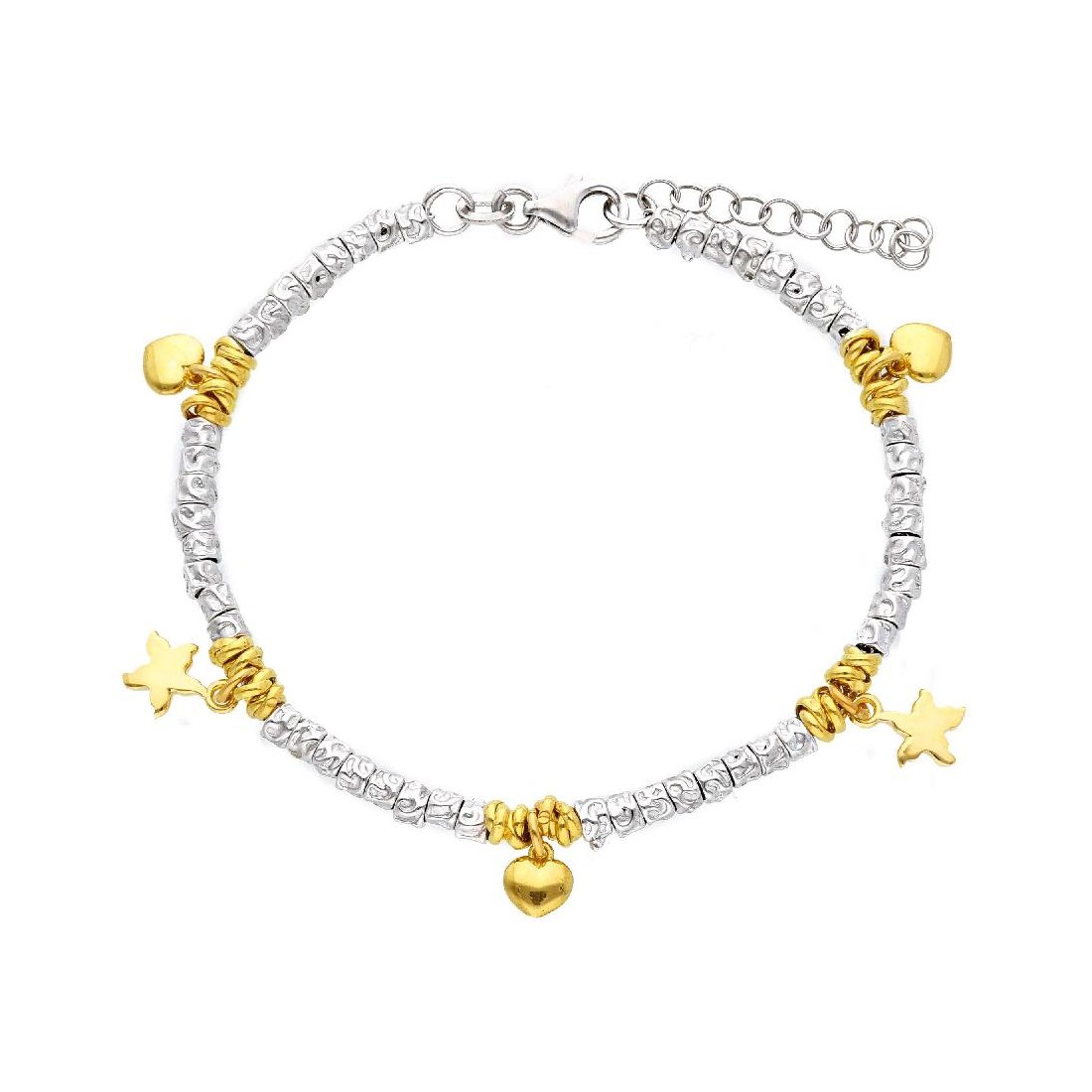 Bracciale in argento bicolore 925/°°° e charms