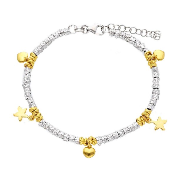 Bracciale in argento bicolore 925/°°° e charms