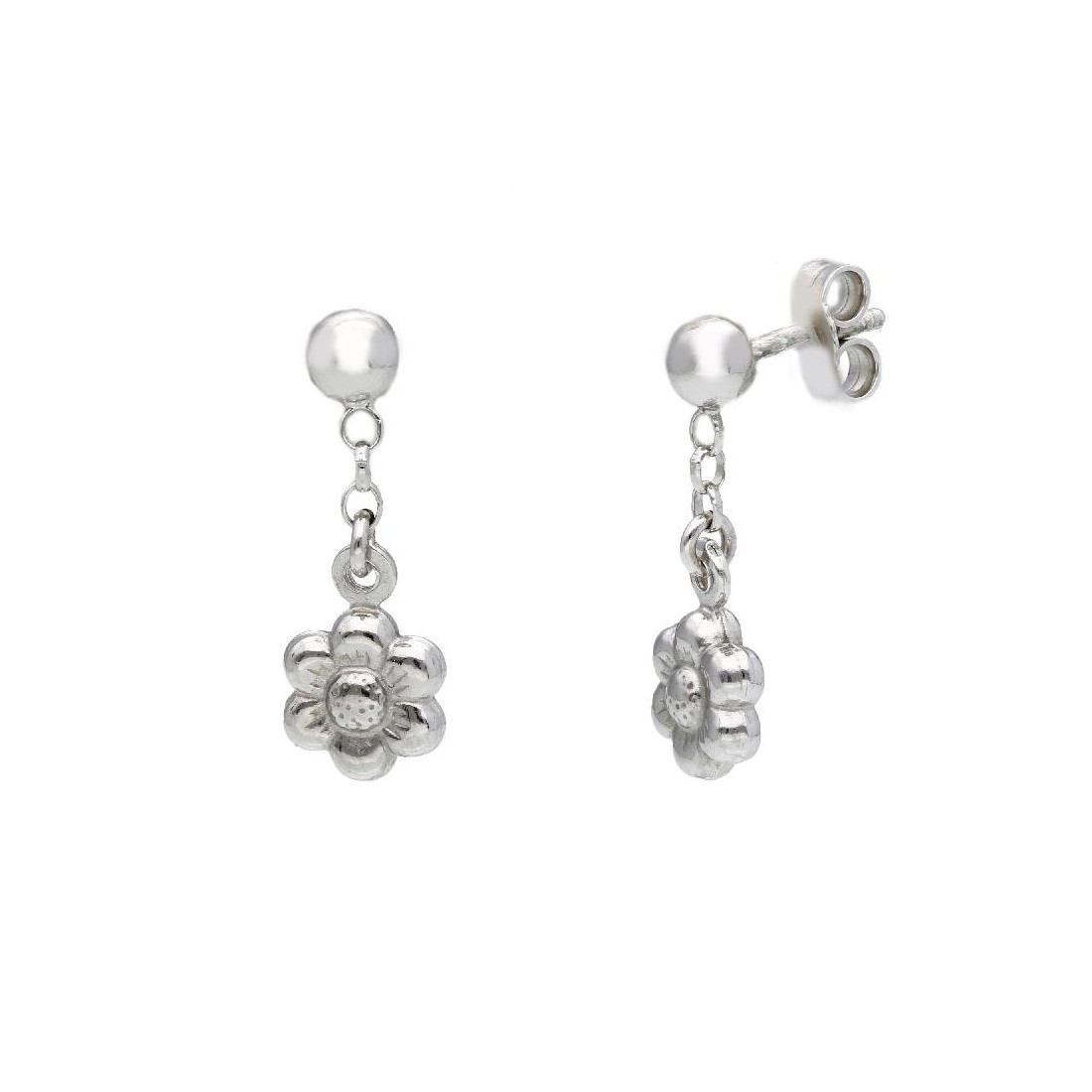 Orecchini pendenti in argento 925/°°° con fiore