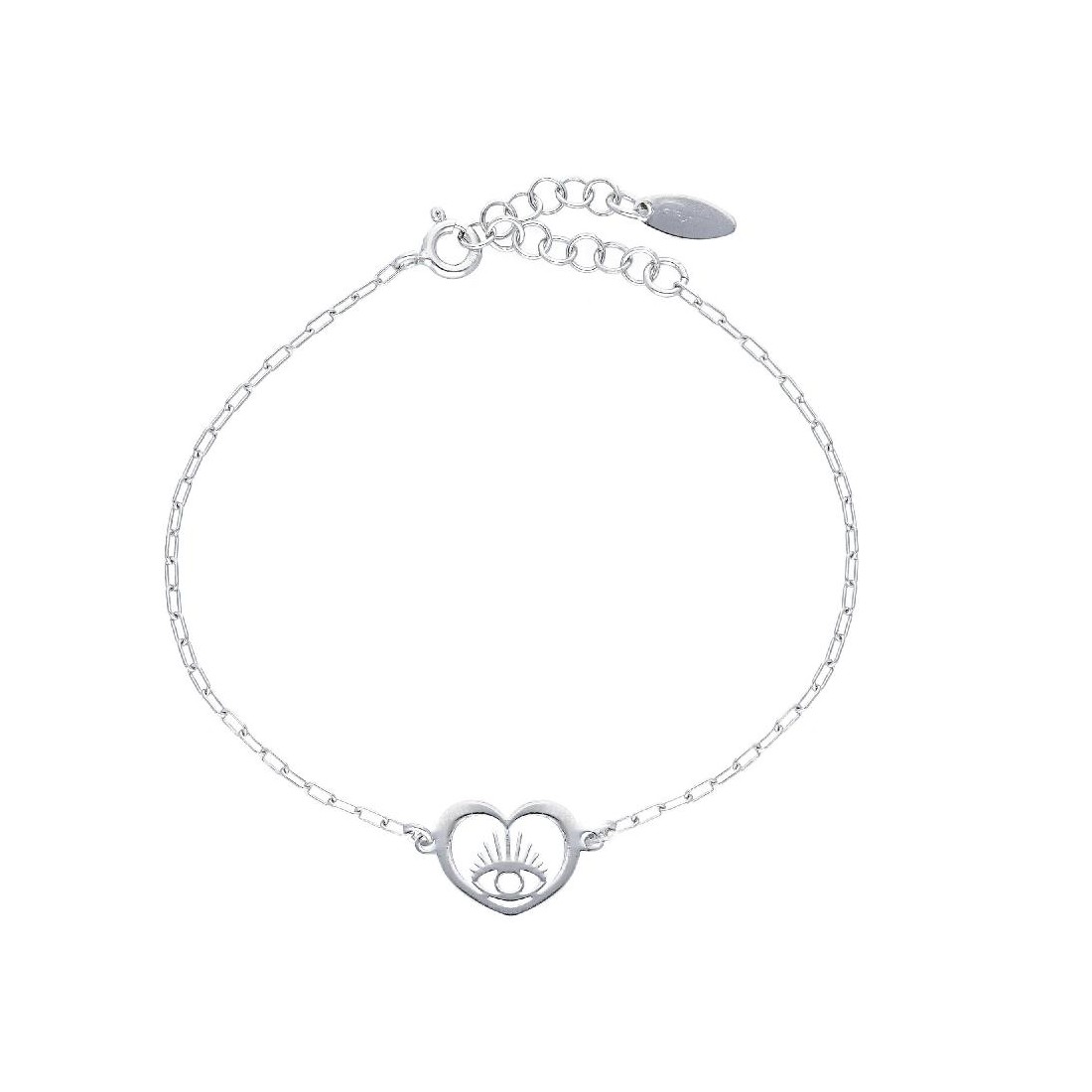 Bracciale in argento 925/°°° con cuore e occhio