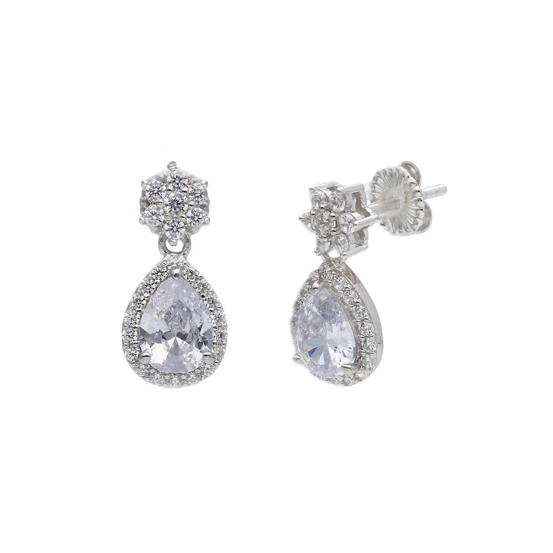 Orecchini pendenti in argento 925/°°° e zirconia cubica