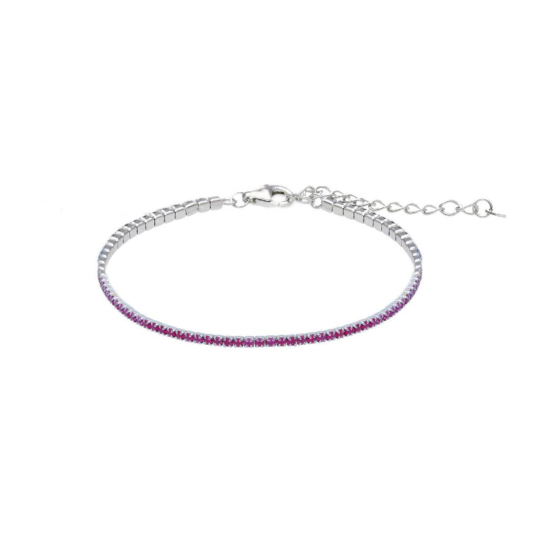 Bracciale tennis in argento rosè 925/°°° e cristalli artificiali rosa
